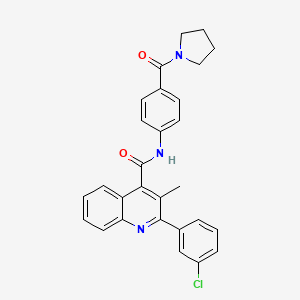 molecular formula C28H24ClN3O2 B4267243 2-(3-chlorophenyl)-3-methyl-N-[4-(1-pyrrolidinylcarbonyl)phenyl]-4-quinolinecarboxamide 