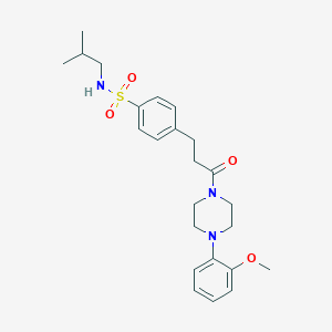molecular formula C24H33N3O4S B426725 N-isobutyl-4-{3-[4-(2-methoxyphenyl)-1-piperazinyl]-3-oxopropyl}benzenesulfonamide 
