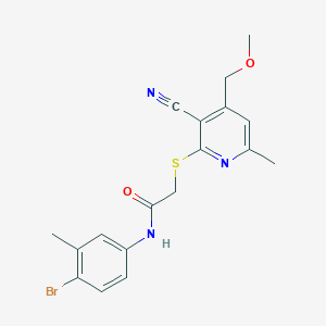 molecular formula C18H18BrN3O2S B426727 N-(4-bromo-3-methylphenyl)-2-{[3-cyano-4-(methoxymethyl)-6-methylpyridin-2-yl]sulfanyl}acetamide 