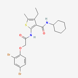 molecular formula C22H26Br2N2O3S B4267279 N-cyclohexyl-2-{[(2,4-dibromophenoxy)acetyl]amino}-4-ethyl-5-methyl-3-thiophenecarboxamide 