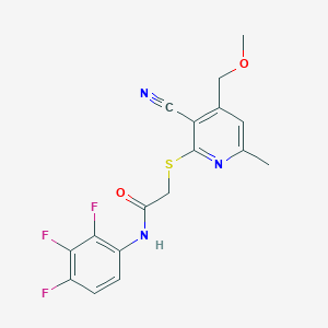 molecular formula C17H14F3N3O2S B426728 2-{[3-cyano-4-(methoxymethyl)-6-methylpyridin-2-yl]sulfanyl}-N-(2,3,4-trifluorophenyl)acetamide 