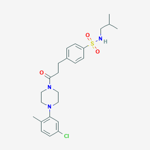 molecular formula C24H32ClN3O3S B426729 4-{3-[4-(5-chloro-2-methylphenyl)-1-piperazinyl]-3-oxopropyl}-N-isobutylbenzenesulfonamide 