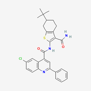 molecular formula C29H28ClN3O2S B4267292 N-[3-(aminocarbonyl)-6-tert-butyl-4,5,6,7-tetrahydro-1-benzothien-2-yl]-6-chloro-2-phenyl-4-quinolinecarboxamide 