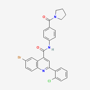 molecular formula C27H21BrClN3O2 B4267293 6-bromo-2-(2-chlorophenyl)-N-[4-(1-pyrrolidinylcarbonyl)phenyl]-4-quinolinecarboxamide 
