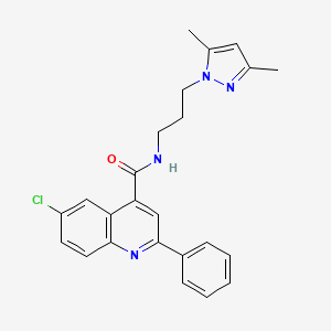 molecular formula C24H23ClN4O B4267308 6-chloro-N-[3-(3,5-dimethyl-1H-pyrazol-1-yl)propyl]-2-phenyl-4-quinolinecarboxamide 