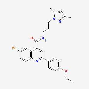 molecular formula C26H27BrN4O2 B4267313 6-bromo-N-[3-(3,5-dimethyl-1H-pyrazol-1-yl)propyl]-2-(4-ethoxyphenyl)-4-quinolinecarboxamide 
