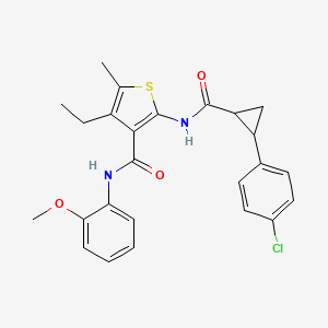 molecular formula C25H25ClN2O3S B4267329 2-({[2-(4-chlorophenyl)cyclopropyl]carbonyl}amino)-4-ethyl-N-(2-methoxyphenyl)-5-methyl-3-thiophenecarboxamide 