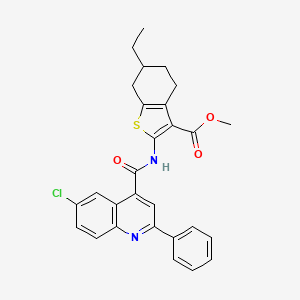 molecular formula C28H25ClN2O3S B4267343 methyl 2-{[(6-chloro-2-phenyl-4-quinolinyl)carbonyl]amino}-6-ethyl-4,5,6,7-tetrahydro-1-benzothiophene-3-carboxylate 