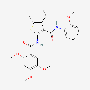 molecular formula C25H28N2O6S B4267359 4-ethyl-N-(2-methoxyphenyl)-5-methyl-2-[(2,4,5-trimethoxybenzoyl)amino]-3-thiophenecarboxamide 