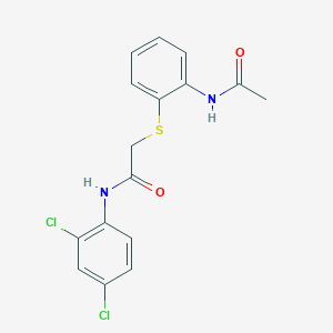 molecular formula C16H14Cl2N2O2S B426737 2-{[2-(acetylamino)phenyl]sulfanyl}-N-(2,4-dichlorophenyl)acetamide 