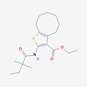 molecular formula C19H29NO3S B4267380 ethyl 2-[(2,2-dimethylbutanoyl)amino]-4,5,6,7,8,9-hexahydrocycloocta[b]thiophene-3-carboxylate 