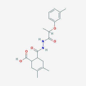 molecular formula C20H26N2O5 B4267394 3,4-dimethyl-6-({2-[2-(3-methylphenoxy)propanoyl]hydrazino}carbonyl)-3-cyclohexene-1-carboxylic acid 
