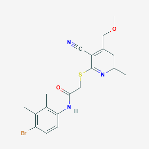 molecular formula C19H20BrN3O2S B426745 N-(4-bromo-2,3-dimethylphenyl)-2-{[3-cyano-4-(methoxymethyl)-6-methylpyridin-2-yl]sulfanyl}acetamide 