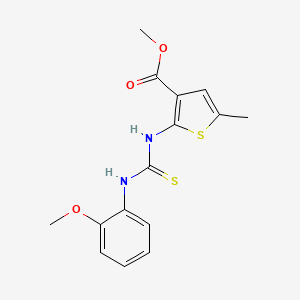 molecular formula C15H16N2O3S2 B4267546 methyl 2-({[(2-methoxyphenyl)amino]carbonothioyl}amino)-5-methyl-3-thiophenecarboxylate 