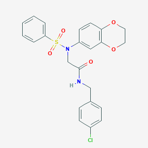 molecular formula C23H21ClN2O5S B426755 N-(4-chlorobenzyl)-2-[2,3-dihydro-1,4-benzodioxin-6-yl(phenylsulfonyl)amino]acetamide 