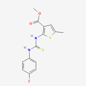 molecular formula C14H13FN2O2S2 B4267550 methyl 2-({[(4-fluorophenyl)amino]carbonothioyl}amino)-5-methyl-3-thiophenecarboxylate 