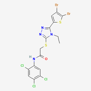 molecular formula C16H11Br2Cl3N4OS2 B4267581 2-{[5-(4,5-dibromo-2-thienyl)-4-ethyl-4H-1,2,4-triazol-3-yl]thio}-N-(2,4,5-trichlorophenyl)acetamide 