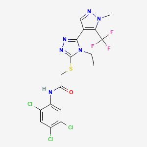 molecular formula C17H14Cl3F3N6OS B4267588 2-({4-ethyl-5-[1-methyl-5-(trifluoromethyl)-1H-pyrazol-4-yl]-4H-1,2,4-triazol-3-yl}thio)-N-(2,4,5-trichlorophenyl)acetamide 