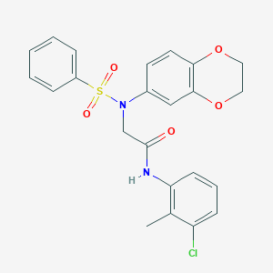 molecular formula C23H21ClN2O5S B426761 N-(3-chloro-2-methylphenyl)-2-[2,3-dihydro-1,4-benzodioxin-6-yl(phenylsulfonyl)amino]acetamide 