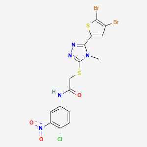 molecular formula C15H10Br2ClN5O3S2 B4267616 N-(4-chloro-3-nitrophenyl)-2-{[5-(4,5-dibromo-2-thienyl)-4-methyl-4H-1,2,4-triazol-3-yl]thio}acetamide 
