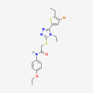 molecular formula C20H23BrN4O2S2 B4267641 2-{[5-(4-bromo-5-ethyl-2-thienyl)-4-ethyl-4H-1,2,4-triazol-3-yl]thio}-N-(4-ethoxyphenyl)acetamide 