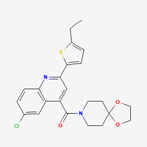 molecular formula C23H23ClN2O3S B4267651 6-chloro-4-(1,4-dioxa-8-azaspiro[4.5]dec-8-ylcarbonyl)-2-(5-ethyl-2-thienyl)quinoline 