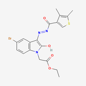molecular formula C19H18BrN3O4S B4267653 ethyl (5-bromo-3-{[(4,5-dimethyl-3-thienyl)carbonyl]hydrazono}-2-oxo-2,3-dihydro-1H-indol-1-yl)acetate 