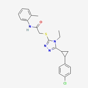 molecular formula C22H23ClN4OS B4267664 2-({5-[2-(4-chlorophenyl)cyclopropyl]-4-ethyl-4H-1,2,4-triazol-3-yl}thio)-N-(2-methylphenyl)acetamide 