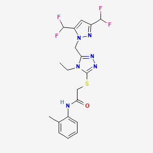 molecular formula C19H20F4N6OS B4267671 2-[(5-{[3,5-bis(difluoromethyl)-1H-pyrazol-1-yl]methyl}-4-ethyl-4H-1,2,4-triazol-3-yl)thio]-N-(2-methylphenyl)acetamide 