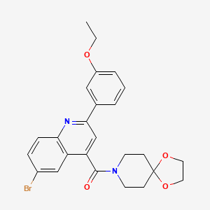 molecular formula C25H25BrN2O4 B4267689 6-bromo-4-(1,4-dioxa-8-azaspiro[4.5]dec-8-ylcarbonyl)-2-(3-ethoxyphenyl)quinoline 