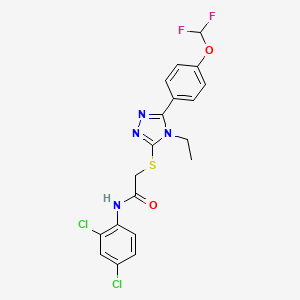 molecular formula C19H16Cl2F2N4O2S B4267722 N-(2,4-dichlorophenyl)-2-({5-[4-(difluoromethoxy)phenyl]-4-ethyl-4H-1,2,4-triazol-3-yl}thio)acetamide 