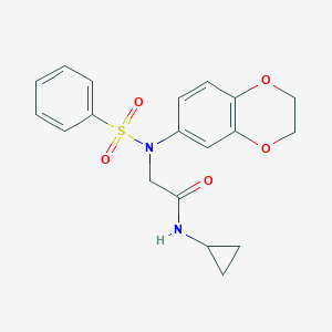 molecular formula C19H20N2O5S B426773 N-cyclopropyl-2-[2,3-dihydro-1,4-benzodioxin-6-yl(phenylsulfonyl)amino]acetamide 