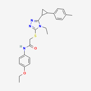 molecular formula C24H28N4O2S B4267742 N-(4-ethoxyphenyl)-2-({4-ethyl-5-[2-(4-methylphenyl)cyclopropyl]-4H-1,2,4-triazol-3-yl}thio)acetamide 