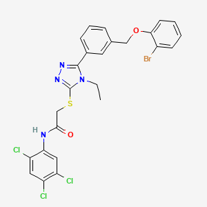 molecular formula C25H20BrCl3N4O2S B4267753 2-[(5-{3-[(2-bromophenoxy)methyl]phenyl}-4-ethyl-4H-1,2,4-triazol-3-yl)thio]-N-(2,4,5-trichlorophenyl)acetamide 