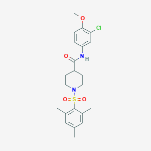molecular formula C22H27ClN2O4S B426777 N-(3-chloro-4-methoxyphenyl)-1-[(2,4,6-trimethylphenyl)sulfonyl]piperidine-4-carboxamide 