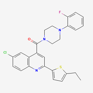 molecular formula C26H23ClFN3OS B4267791 6-chloro-2-(5-ethyl-2-thienyl)-4-{[4-(2-fluorophenyl)-1-piperazinyl]carbonyl}quinoline 