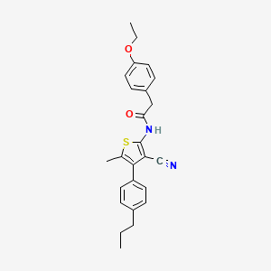 molecular formula C25H26N2O2S B4267810 N-[3-cyano-5-methyl-4-(4-propylphenyl)-2-thienyl]-2-(4-ethoxyphenyl)acetamide 