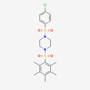 molecular formula C21H27ClN2O4S2 B4267822 1-[(4-chlorophenyl)sulfonyl]-4-[(pentamethylphenyl)sulfonyl]piperazine 