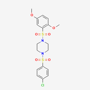 molecular formula C18H21ClN2O6S2 B4267823 1-[(4-chlorophenyl)sulfonyl]-4-[(2,5-dimethoxyphenyl)sulfonyl]piperazine 