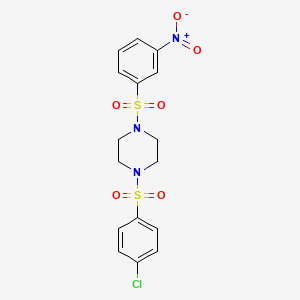 molecular formula C16H16ClN3O6S2 B4267828 1-[(4-chlorophenyl)sulfonyl]-4-[(3-nitrophenyl)sulfonyl]piperazine 