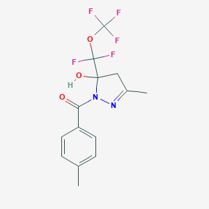 molecular formula C14H13F5N2O3 B426785 5-[difluoro(trifluoromethoxy)methyl]-3-methyl-1-(4-methylbenzoyl)-4,5-dihydro-1H-pyrazol-5-ol 