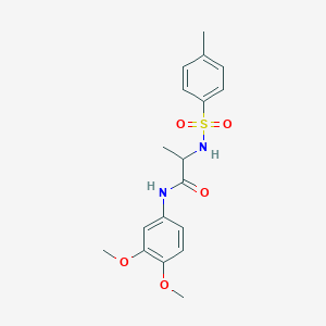 molecular formula C18H22N2O5S B426787 N-(3,4-dimethoxyphenyl)-2-{[(4-methylphenyl)sulfonyl]amino}propanamide 