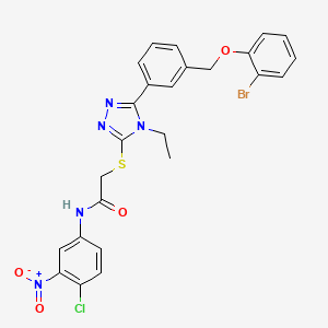 molecular formula C25H21BrClN5O4S B4267875 2-[(5-{3-[(2-bromophenoxy)methyl]phenyl}-4-ethyl-4H-1,2,4-triazol-3-yl)thio]-N-(4-chloro-3-nitrophenyl)acetamide 