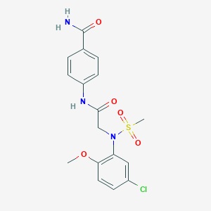 4-({[5-Chloro-2-methoxy(methylsulfonyl)anilino]acetyl}amino)benzamide