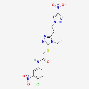 N-(4-chloro-3-nitrophenyl)-2-({4-ethyl-5-[2-(4-nitro-1H-pyrazol-1-yl)ethyl]-4H-1,2,4-triazol-3-yl}thio)acetamide