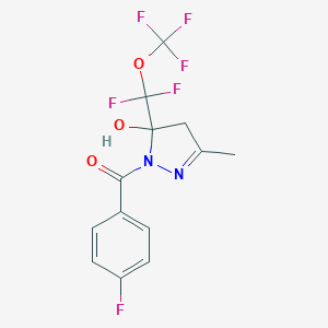 molecular formula C13H10F6N2O3 B426791 5-[difluoro(trifluoromethoxy)methyl]-1-(4-fluorobenzoyl)-3-methyl-4,5-dihydro-1H-pyrazol-5-ol 