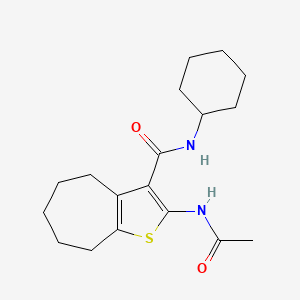 molecular formula C18H26N2O2S B4267930 2-(acetylamino)-N-cyclohexyl-5,6,7,8-tetrahydro-4H-cyclohepta[b]thiophene-3-carboxamide 