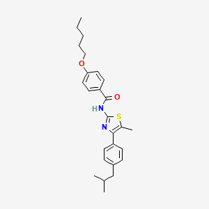 molecular formula C26H32N2O2S B4267963 N-[4-(4-isobutylphenyl)-5-methyl-1,3-thiazol-2-yl]-4-(pentyloxy)benzamide 