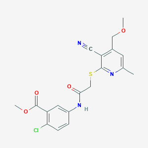 molecular formula C19H18ClN3O4S B426797 Methyl 2-chloro-5-[({[3-cyano-4-(methoxymethyl)-6-methylpyridin-2-yl]sulfanyl}acetyl)amino]benzoate 