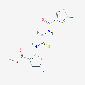molecular formula C14H15N3O3S3 B4267976 methyl 5-methyl-2-[({2-[(5-methyl-3-thienyl)carbonyl]hydrazino}carbonothioyl)amino]-3-thiophenecarboxylate 